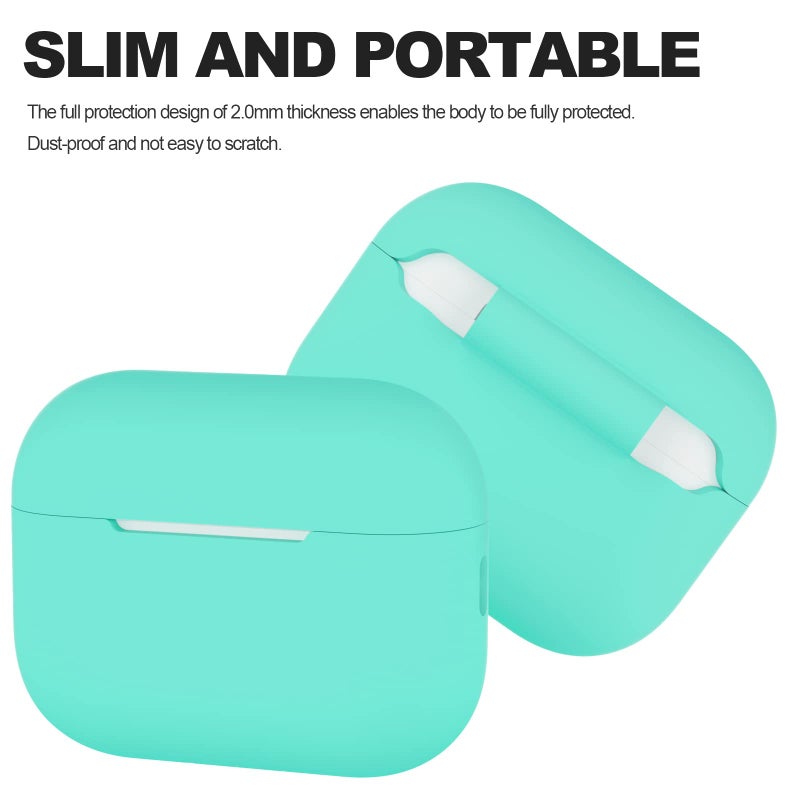 ATUAT for AirPods Pro 2nd Generation Case Cover(2022), Protective Soft Silicone Skin Accessories for Men Women Boys Girls for Apple AirPods Pro Gen 2, Front LED Visible-Mint Green/Turquiose - Image 3